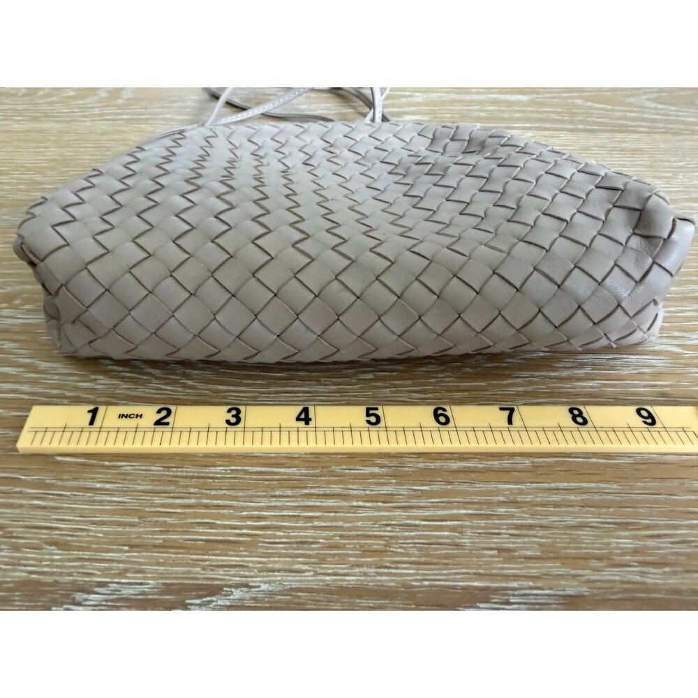 Quince NEW Italian Leather Handwoven Pouch Crossbody Clutch, Taupe - Picture 8 of 8